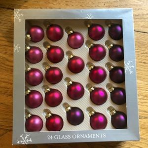 24 Mini Christmas Ornaments Near Vintage Target iridescent Pinks/Purple